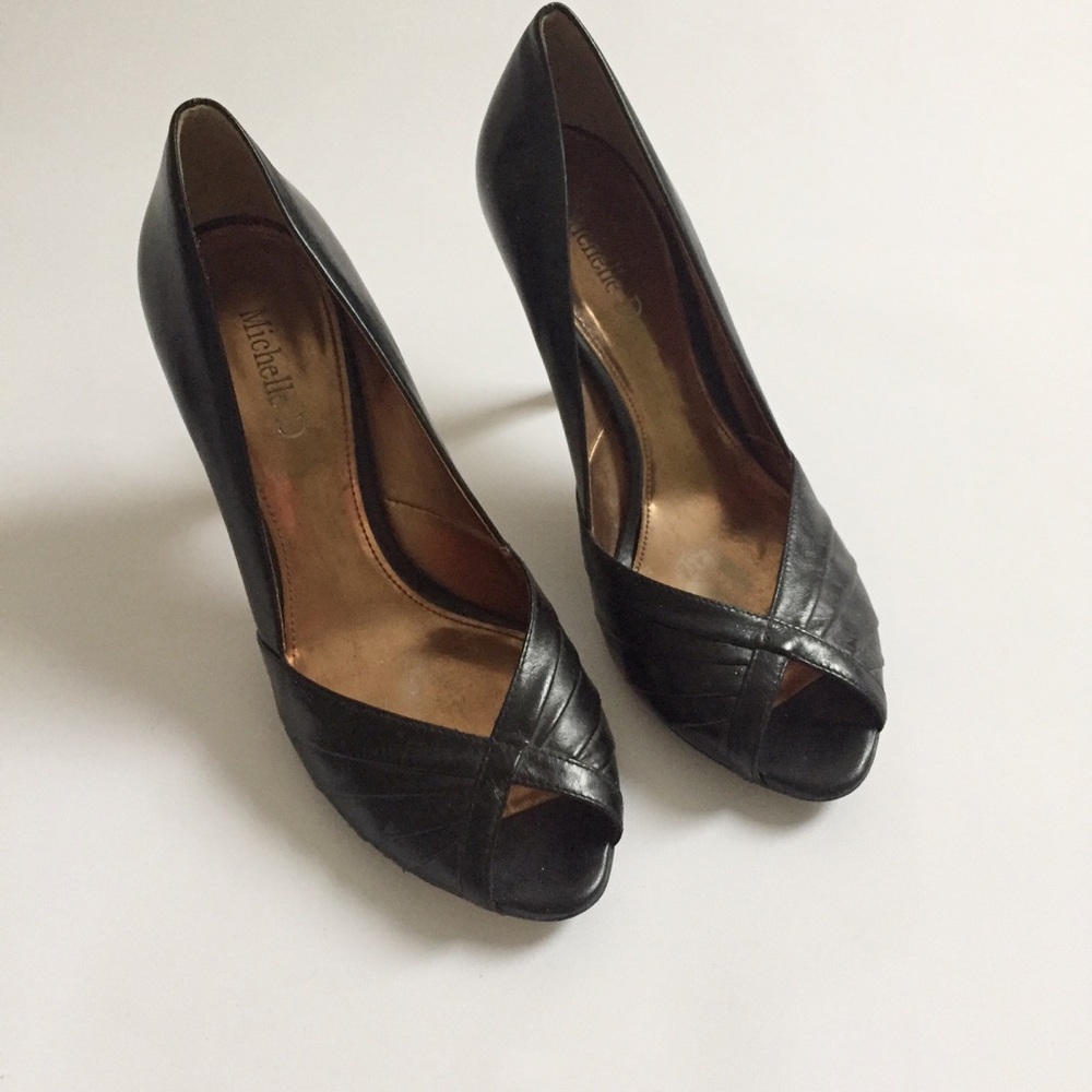 Michelle D Black Peep Toe Heels